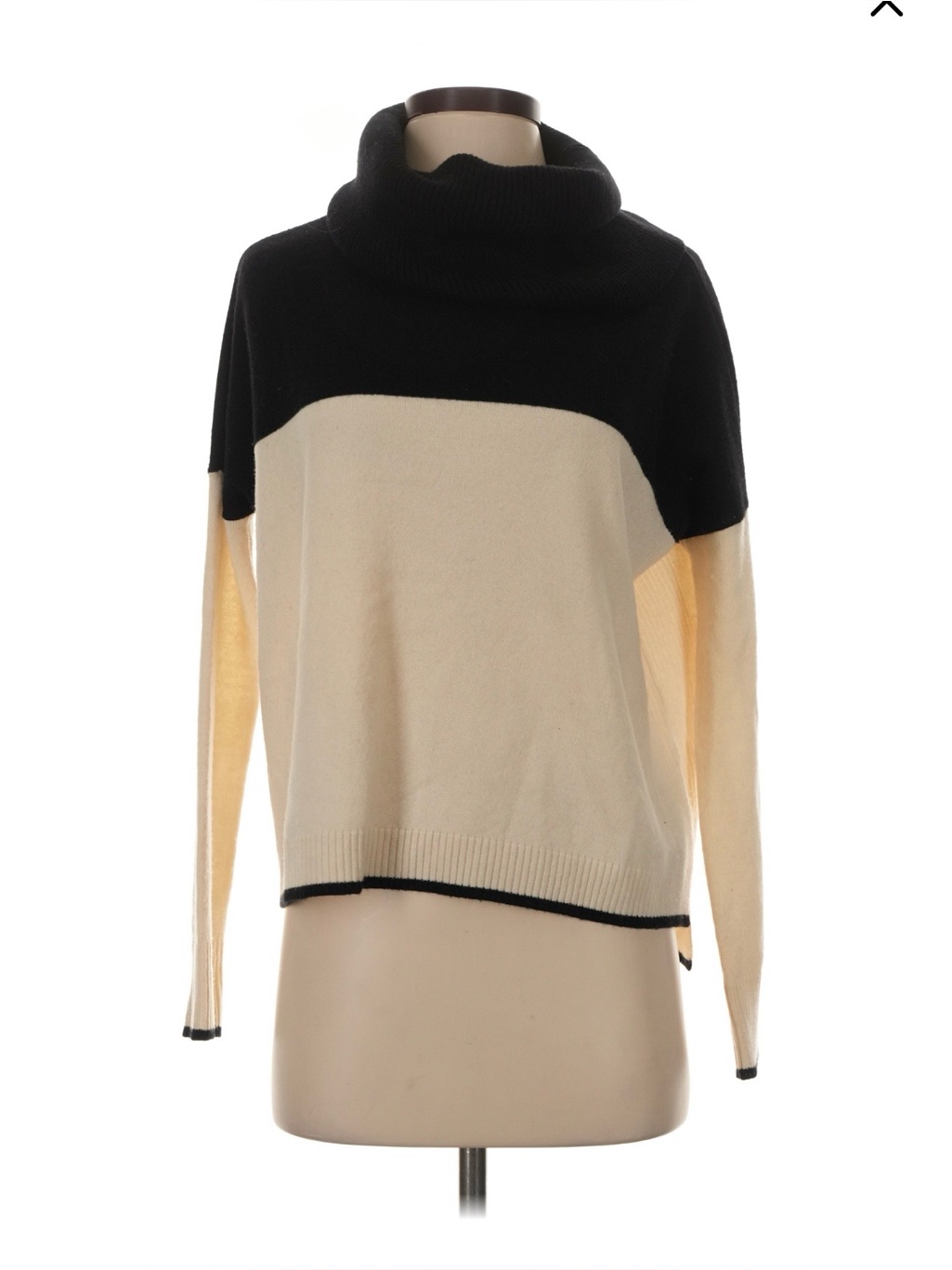 Alice + Olivia Sweater Womens M Cream Black Wool Cashmere Turtle Neck